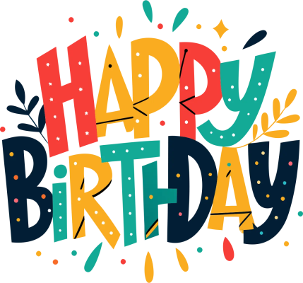 Happy Birthday — цветни букви с конфети